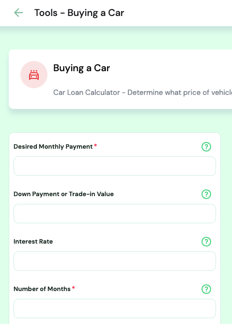 Suite of financial calculators in the branded member experience.