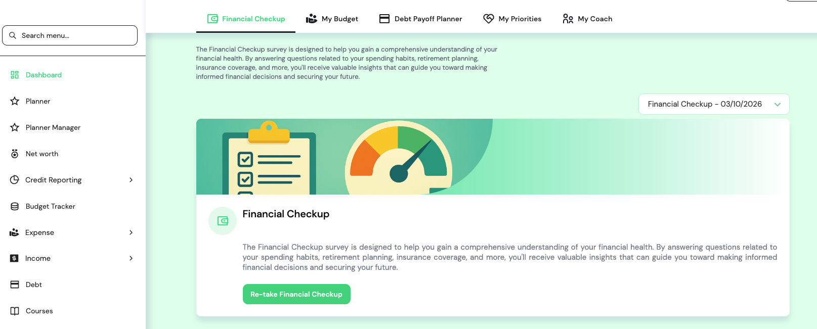 CRM client profile with engagement, assessments, and goals.