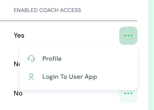 Coach switching to client view in the CRM.