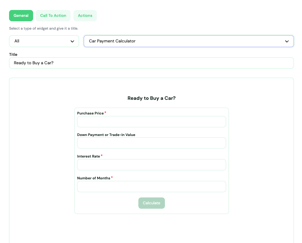 Custom headline and help text fields for a financial calculator.