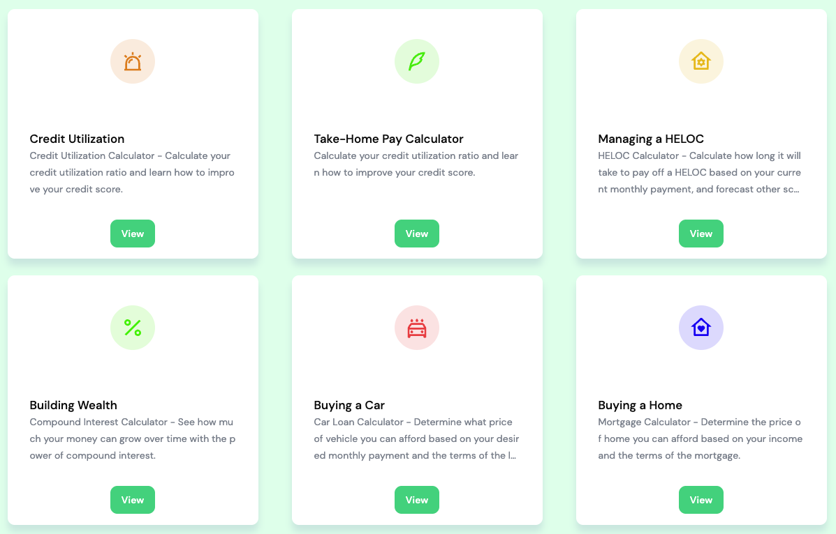 Financial Tool Builder customization overview in the branded portal.